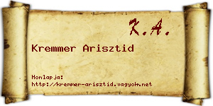 Kremmer Arisztid névjegykártya